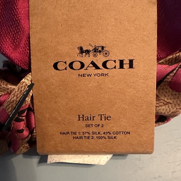 Coach Silk Scrunchie Set in Burgundy and Floral NWT